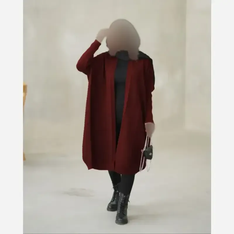 پالتو بافت بلند زنانه مدل مهرنا اکریلیک فری سایز
