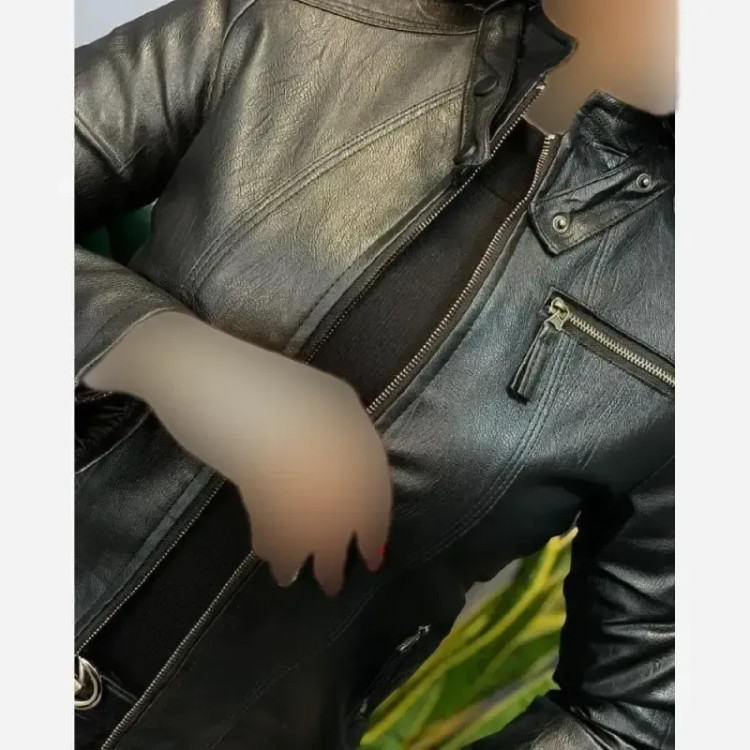 کت چرم زنانه مدل هورسا آستردار رنگ مشکی و قهوه ای تیره