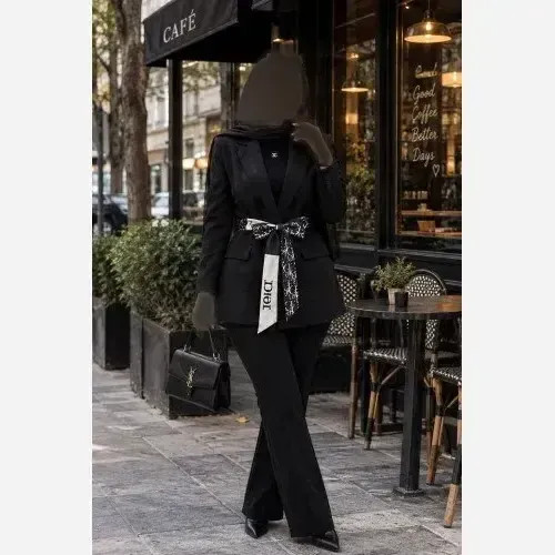 کت تک زنانه اهورا با کمربند و لایی پرشین