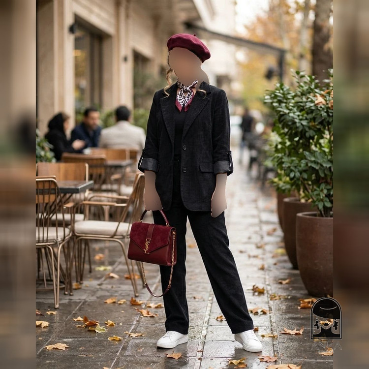 ست کت زنانه مدل وشلوار مخمل کبریتی بارانا جنس مخمل کبریتی سایز دو