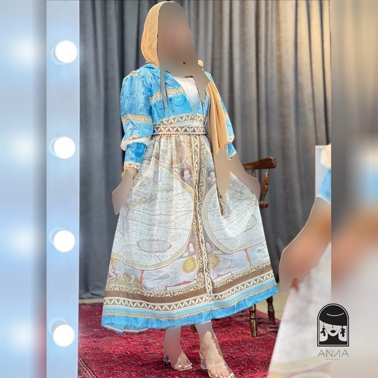 پیراهن زنانه مدل ترک سمین جنس ساتن ابریشم فری سایز ۳۸ تا ۴۸