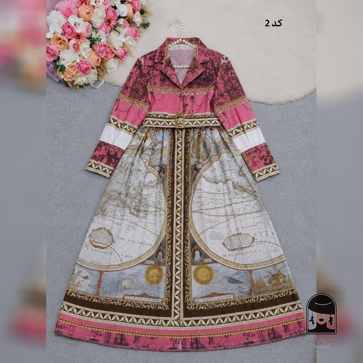 پیراهن زنانه مدل ترک سمین جنس ساتن ابریشم فری سایز ۳۸ تا ۴۸