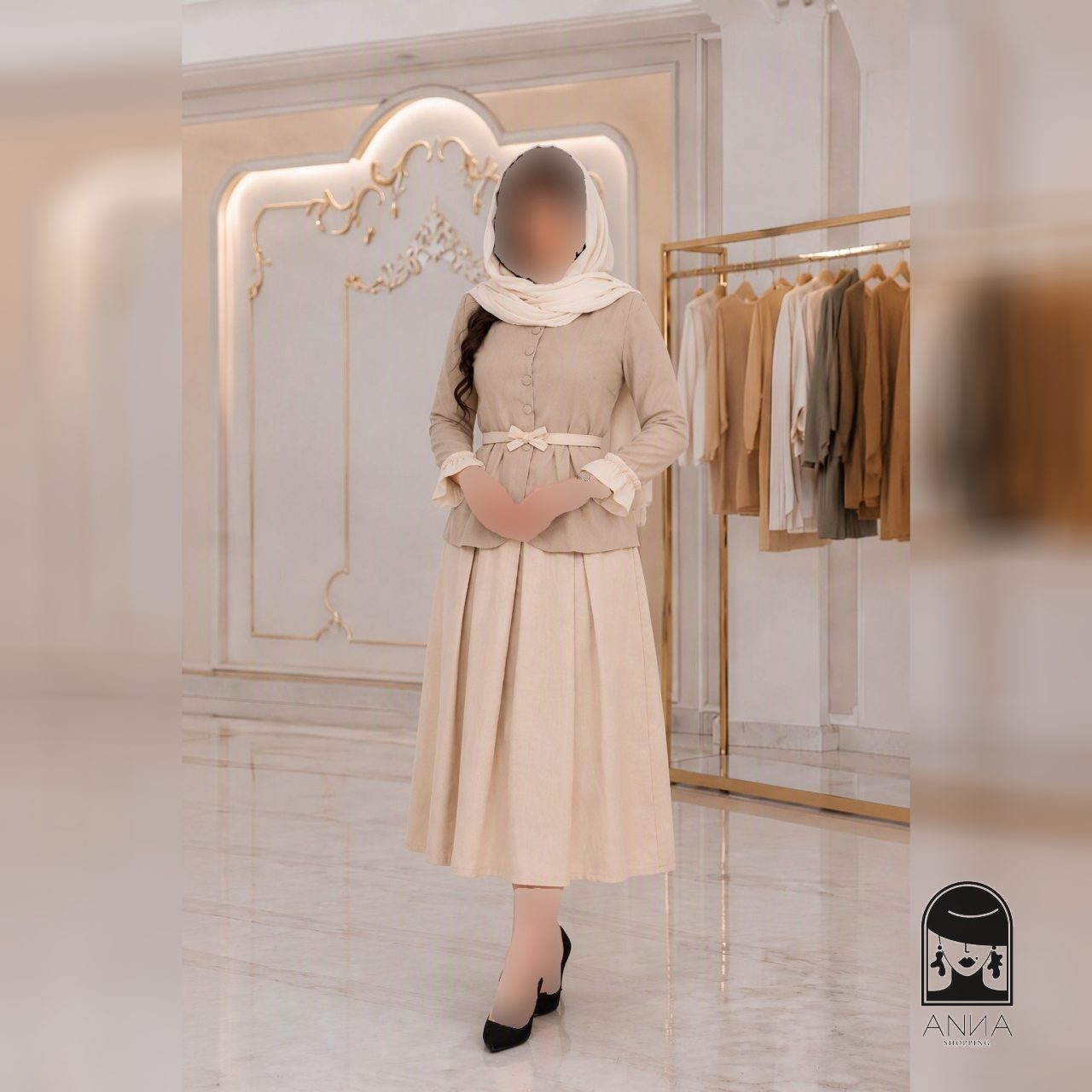 ست شومیز دامن زنانه مدل سوسن جنس بزایاق فری سایز