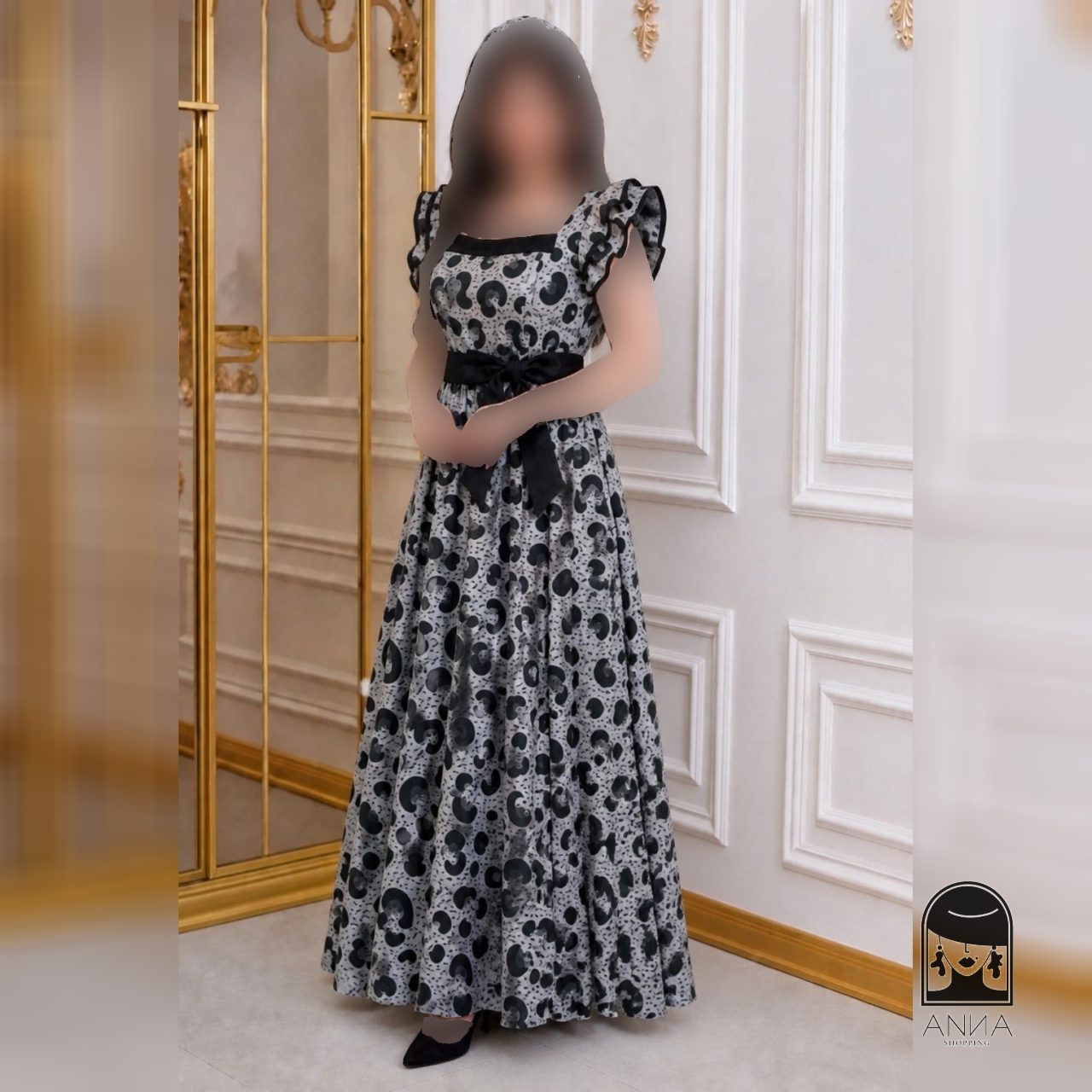 پیراهن زنانه مدل عروسکی پلنگی جنس الیزه خرجکار مازراتی فری سایز