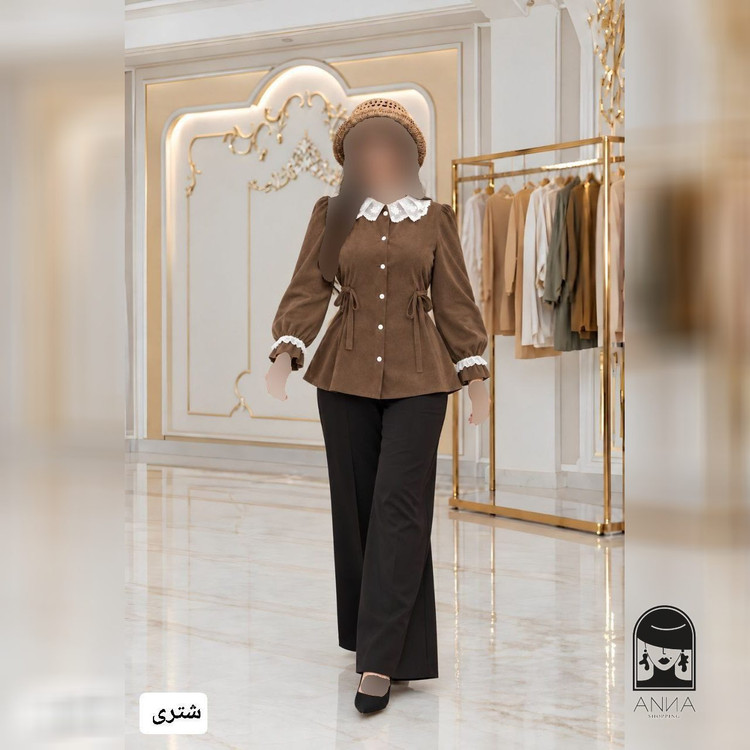 مانتو زنانه مدل پاییزی ماندانا جنس مخمل کبریتی ریز فری سایز