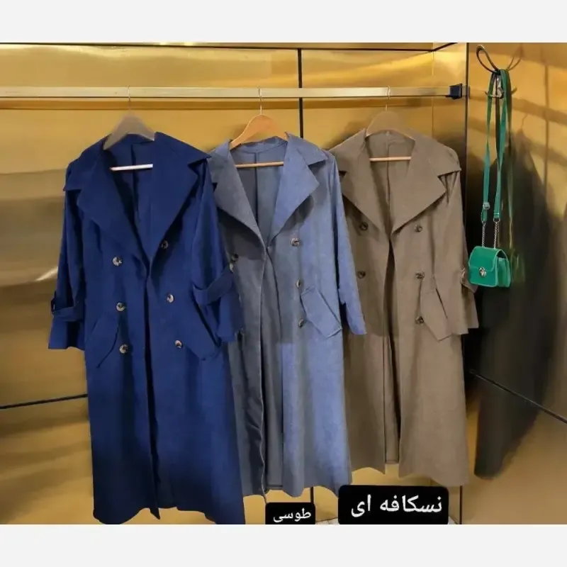 مانتو پاییزه سلین مخمل کبریتی ریز کمربنددار فری سایز