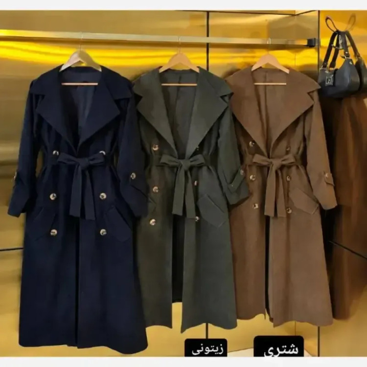 مانتو پاییزه سلین مخمل کبریتی ریز کمربنددار فری سایز