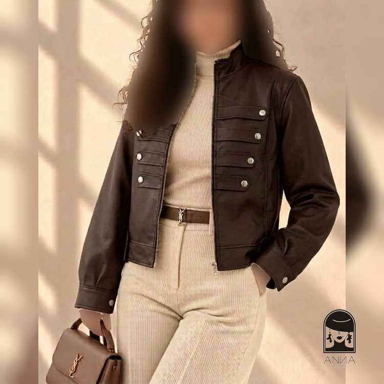 کت زنانه مدل ناپلئونی جنس چرم سایز دو