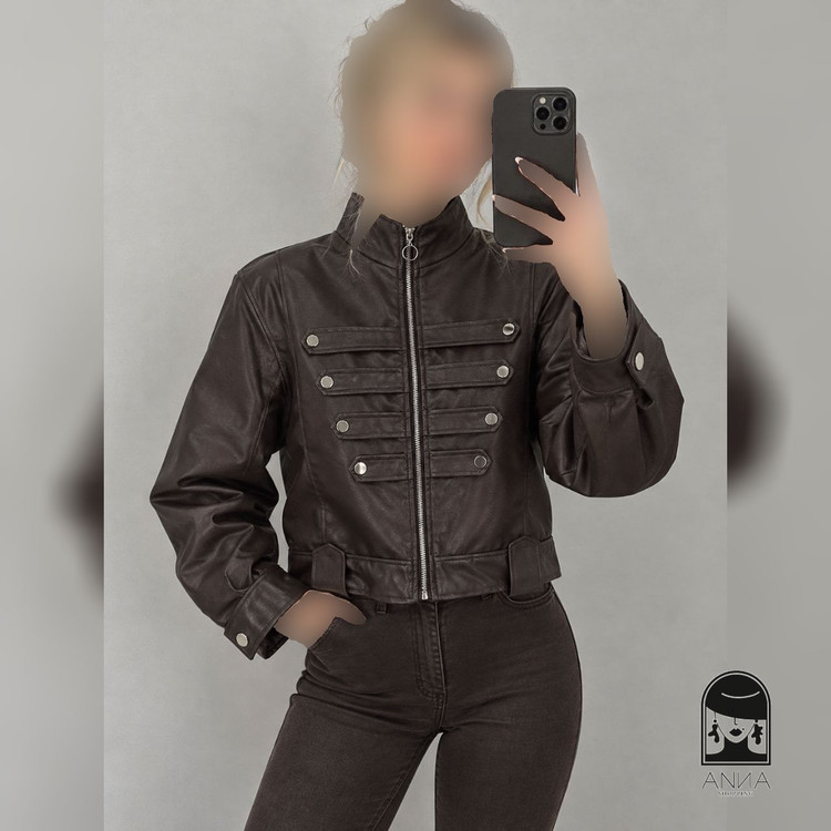 کت زنانه مدل ناپلئونی جنس چرم سایز دو