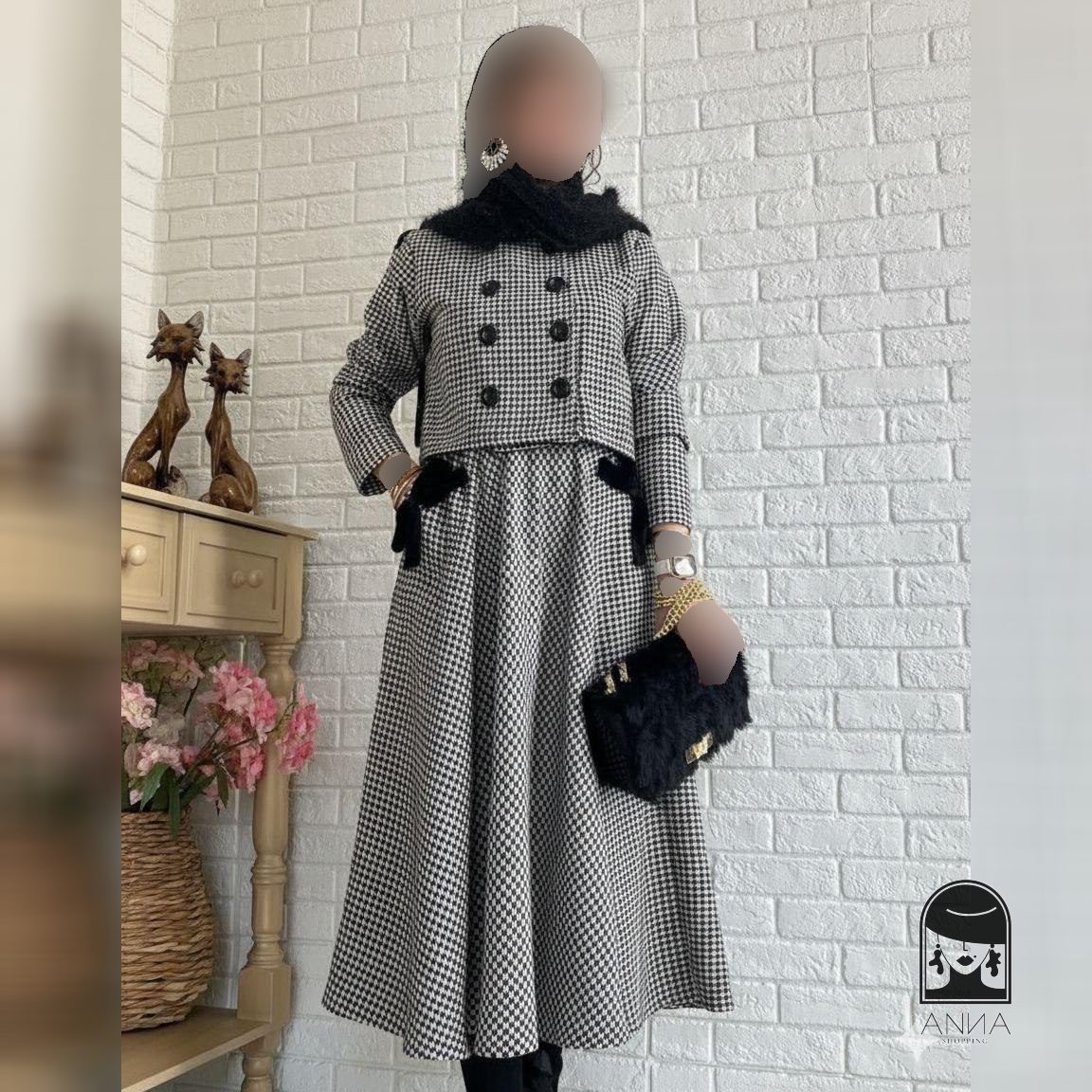 ست کت دامن زنانه مدل مروا جنس پیچازی گرم بالا سایز ۱ تا ۲