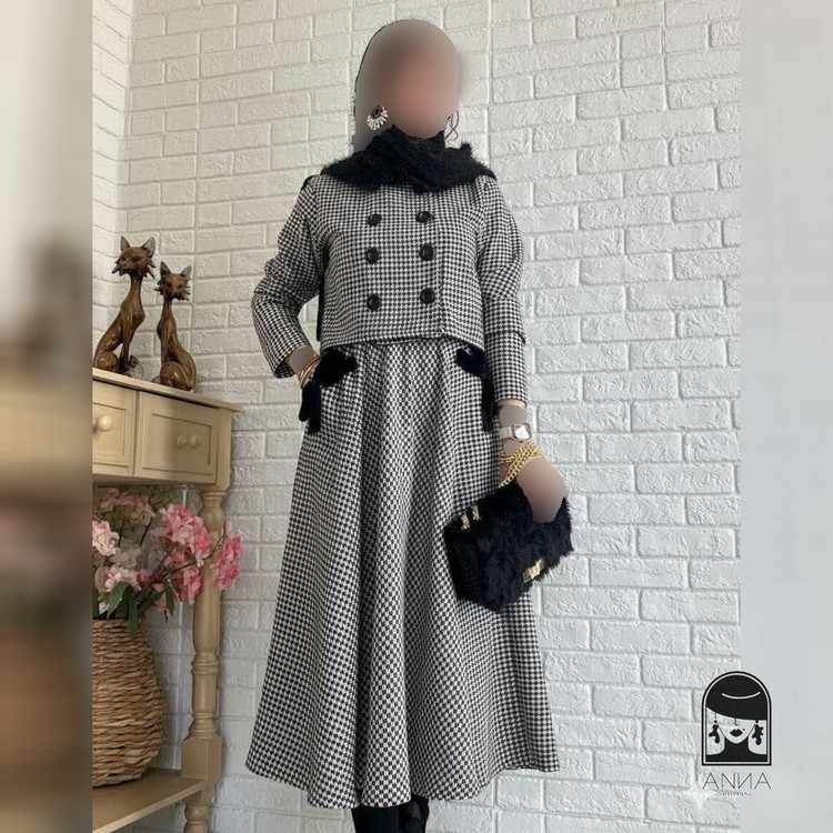 ست کت دامن زنانه مدل مروا جنس پیچازی گرم بالا سایز ۱ تا ۲