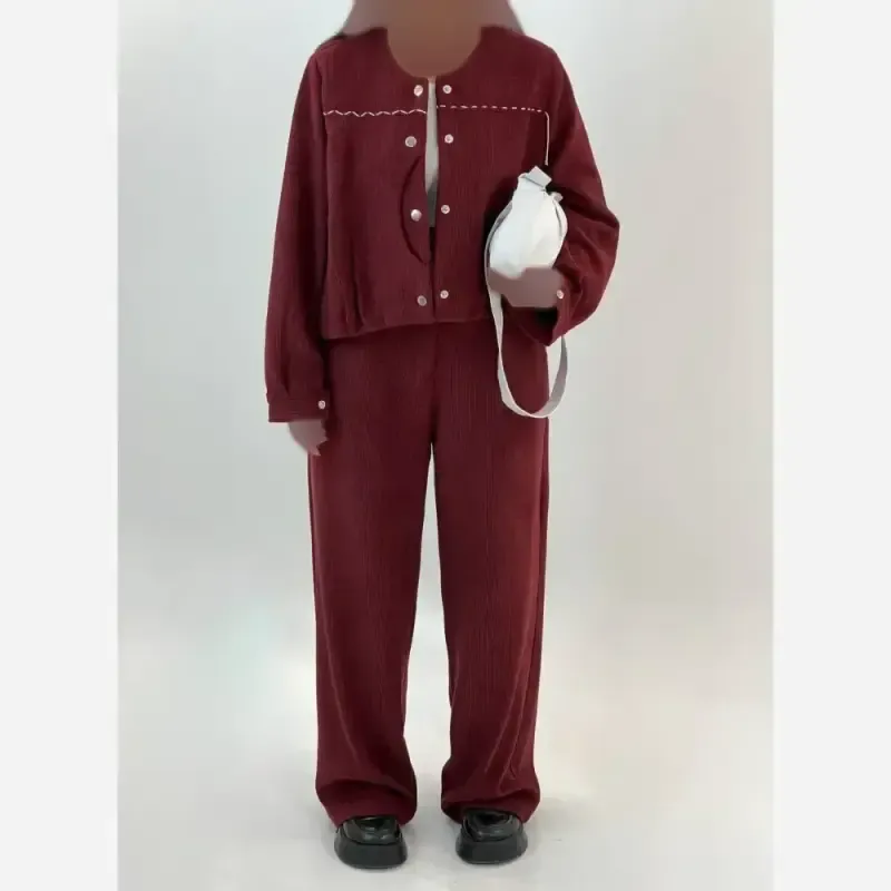 ست مخمل کوکدوزی زنانه مدل ساجده آستردار فریسایز