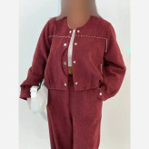 ست مخمل کوکدوزی زنانه مدل ساجده آستردار فریسایز