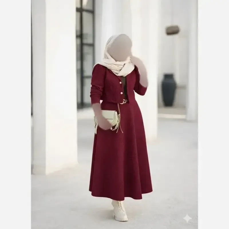 کت دامن مخمل کبریتی رعنا زنانه سایز بزرگ و معمولی