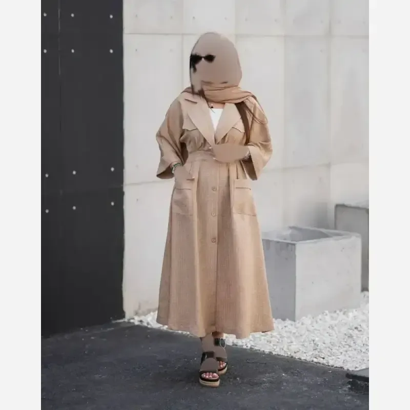 مانتو پاییزه بلند مدل شانا جنس صوفیا گرم بالا کمر کش دار