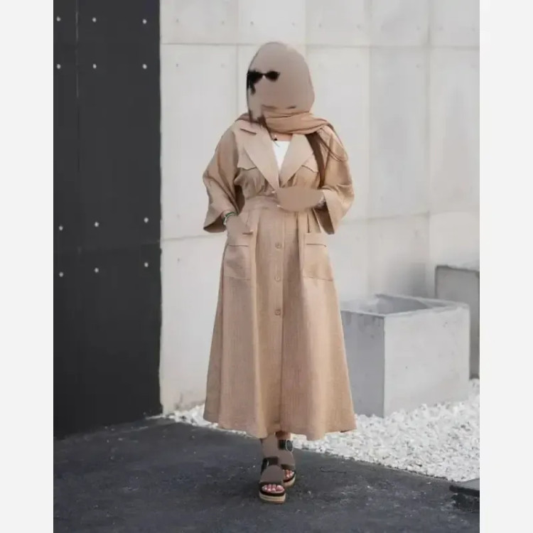 مانتو پاییزه بلند مدل شانا جنس صوفیا گرم بالا کمر کش دار