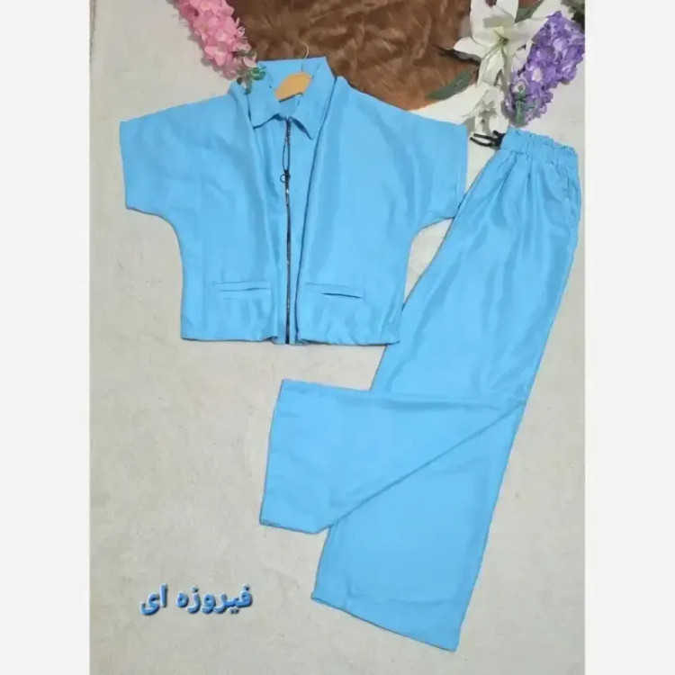 ست وست و شلوار پوپلین پائیزی مونالیزا سایز فری 38 تا 48