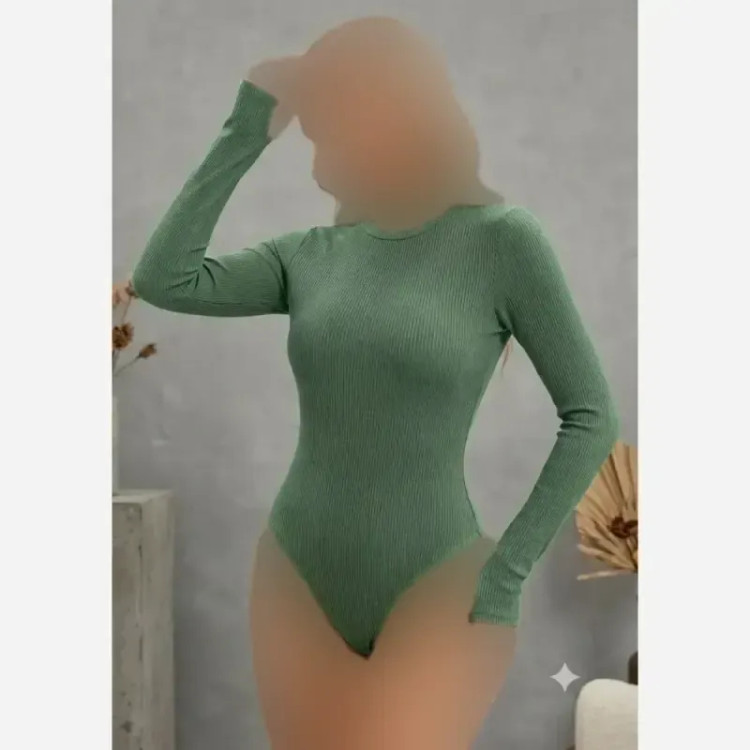 بادی یقه گرد پنبه کبریتی فری سایز زنانه