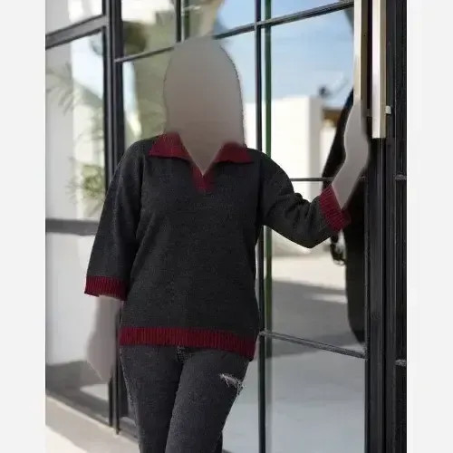 پولوشرت بافت پرینا نخ آکریل درجه یک پاییزی زنانه