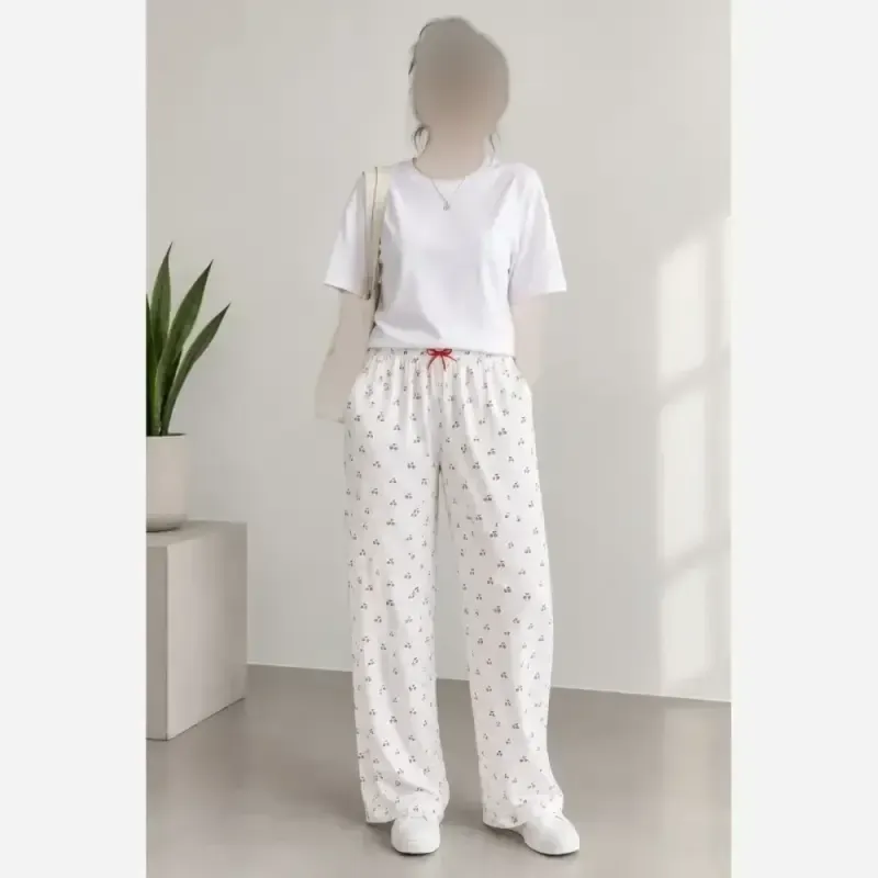 شلوار زنانه راحتی طرحدار جنس پارچه گیسو فری سایز