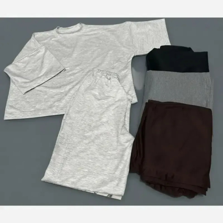 ست تیشرت شلوار لش پارچه گلکسی فری سایز