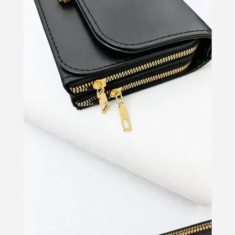کیف دو زیپ مشکی مدل دو جیب وارداتی قفل خارجی سایز 20 در 14