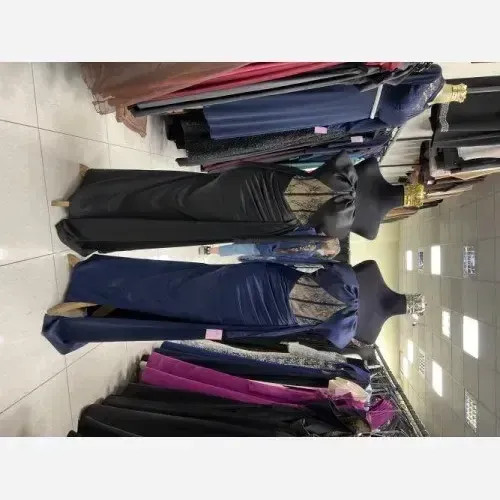 ماکسی لیندا مرسده دانتل فرانسه و ساتن زارا مشکی و سرمه ای سایز 38 تا 44 قد 160