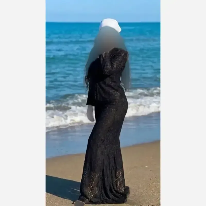 ست کت و شلوار دامنی مجلسی زنانه گیپور دانتل آستردار فری سایز