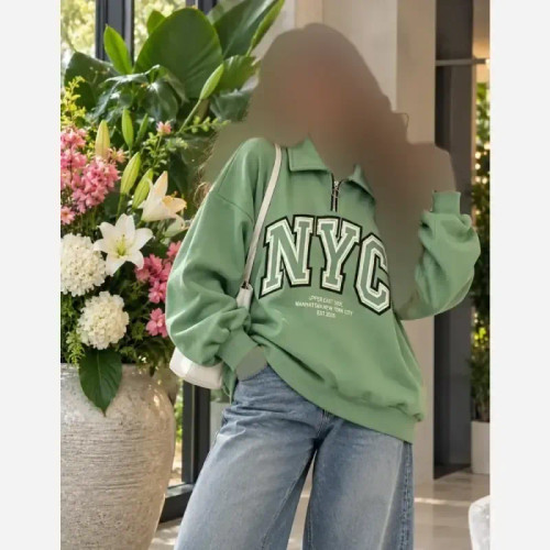 هودی نیم زیپ NYC دورس سه نخ داخل کرکی سایز فری 38 تا 50