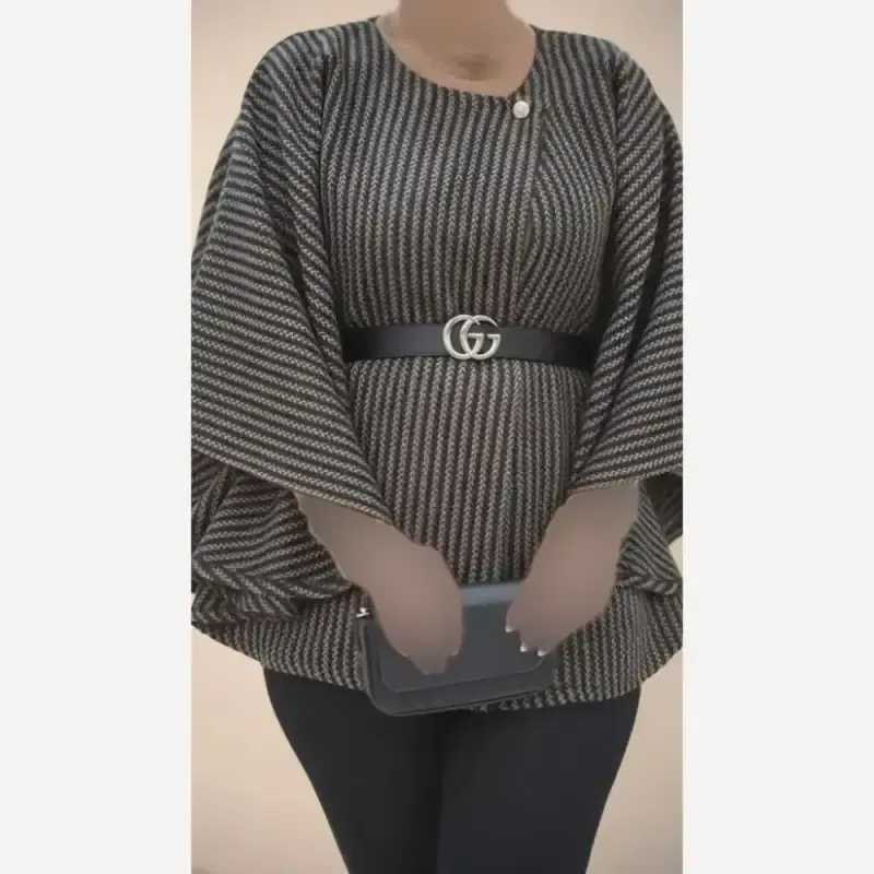 شنل زنانه پشمی پیردوپل لیلی فری سایز تا 48 رنگ شکلاتی و کرم