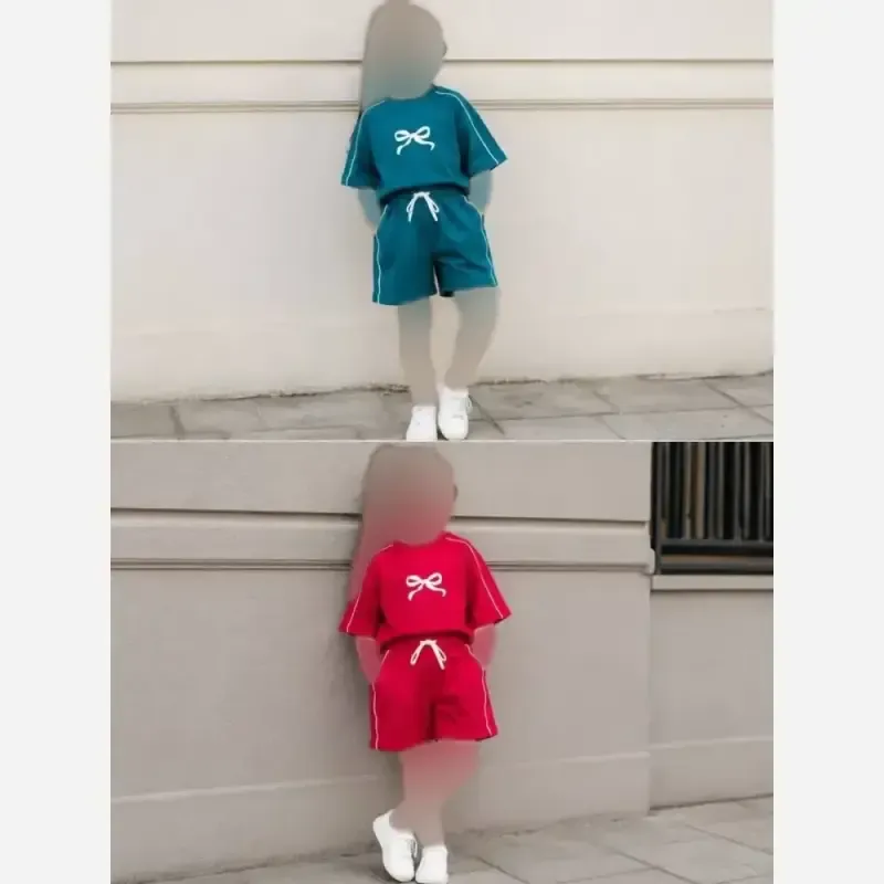 ست دخترانه پاپیونی تابستونی پنبه یکرو نخ لاکرادار درجه یک