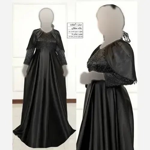ماکسی مجلسی زنانه ساتن lx مشکی نگین دار سایزبندی