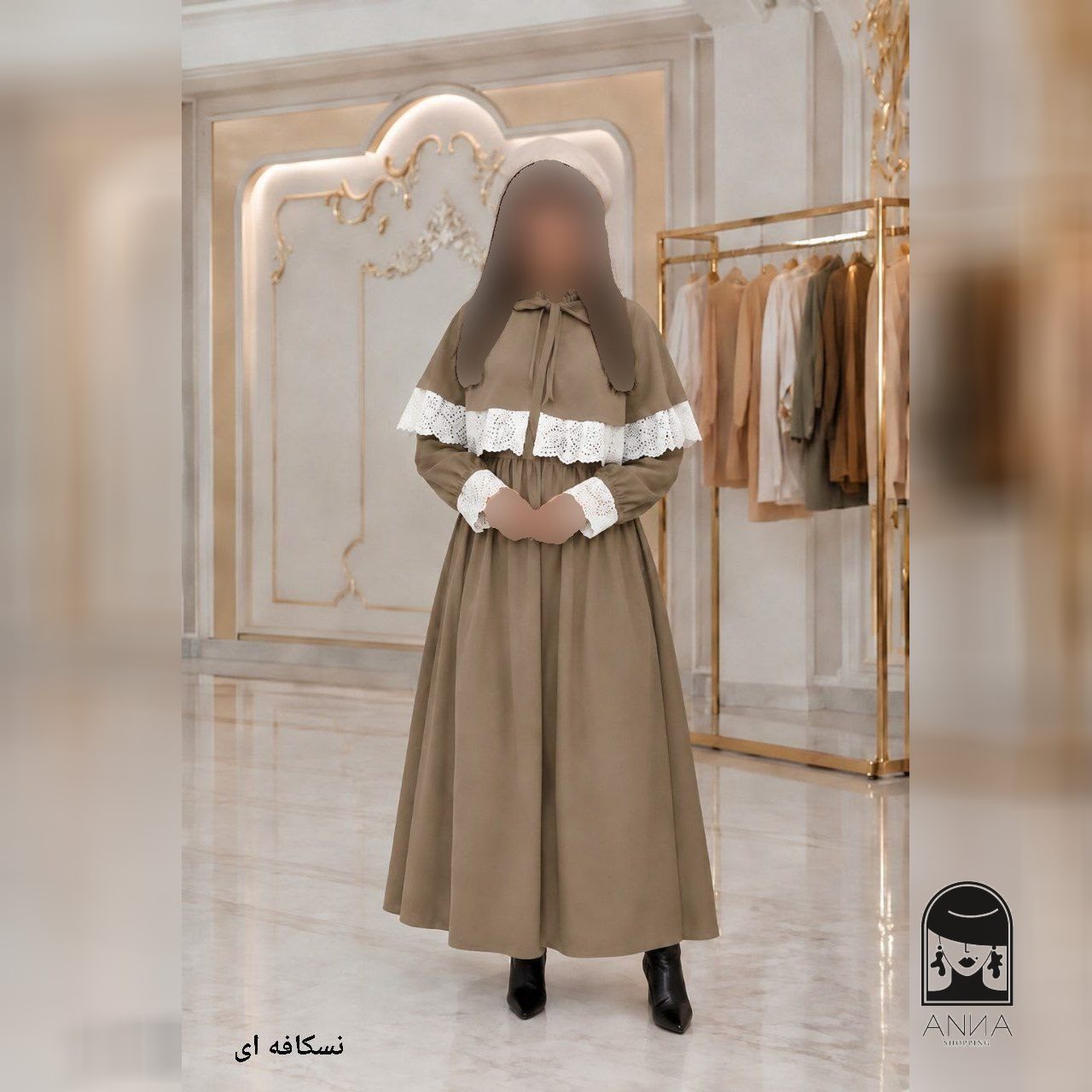 پیراهن زنانه مدل شنل دار جنس مخمل کبریتی ریز فری سایز