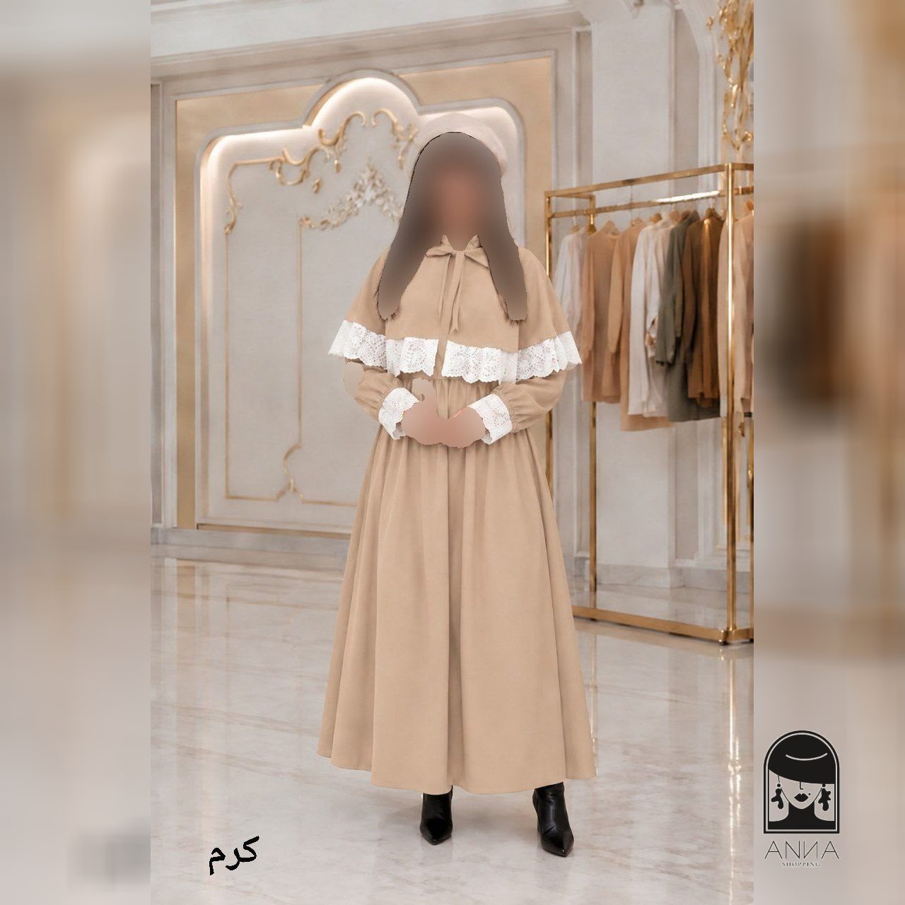 پیراهن زنانه مدل شنل دار جنس مخمل کبریتی ریز فری سایز