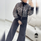 پوشاک زنانه مدل بامبرپلنگی جنس تافته گلیمی فری سایز