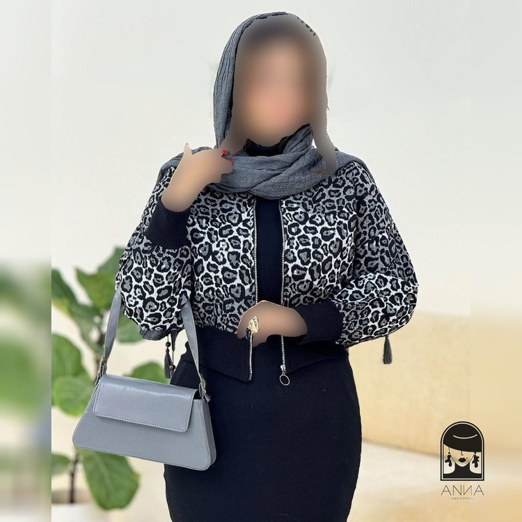 پوشاک زنانه مدل بامبرپلنگی جنس تافته گلیمی فری سایز