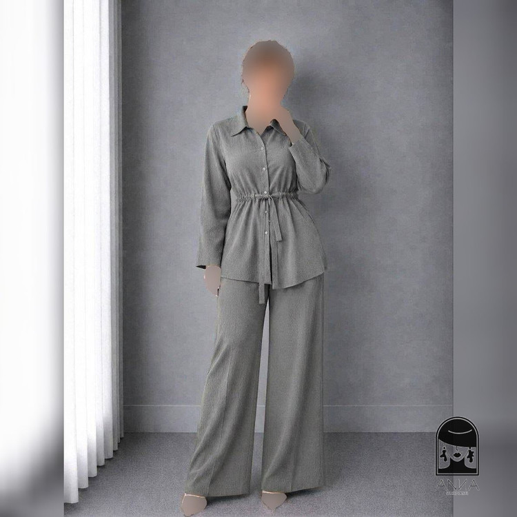 ست شومیز شلوار زنانه مدل ریزشی ترلان جنس ویسکوز ریزش دار دو نخ فری سایز 38 تا 46